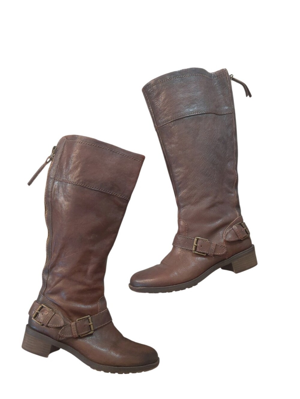 Naturalizer Brown Wide Calf Knee High Buckle Riding Boots Size 9.5